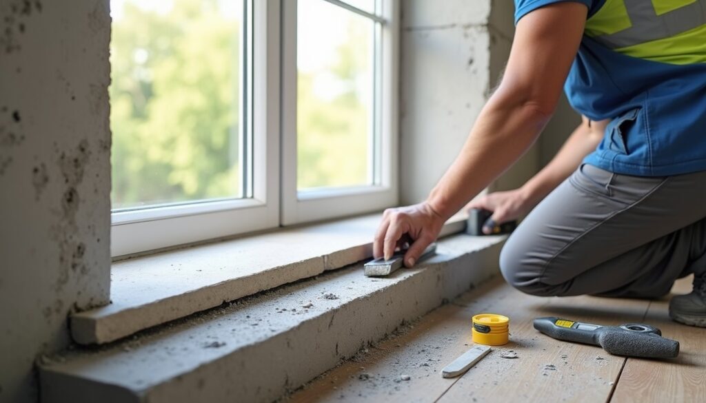 Fensterbank innen montieren auf Betongrund